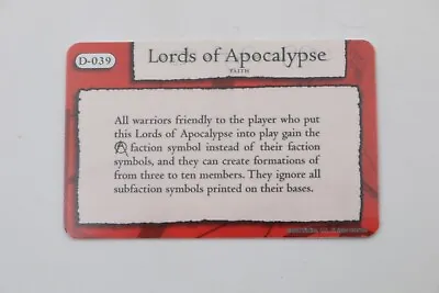 Lords Of Apocalypse D-039 Mage Knight Dark Riders SPELL CARD • $0.99
