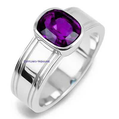 Natural Amethyst Gemstone With 925 Sterling Silver Ring For Men's #C855 • $80.75