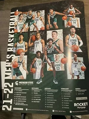 2021-2022 Michigan State Spartans Mens Basketball Schedule Poster IZZO FINAL 4 • $21.99