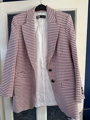 Zara Pink Checked Blazer / Jacket - Size  L - Bnwot • $31.57