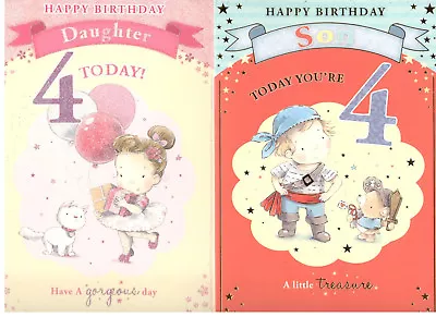 4 Year Old Birthday Card For SonDaughterNephewNieceGrandsonGranddaughter • £2.80