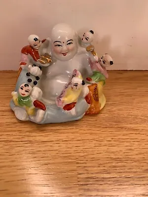 Chinese Antique/vintage Porcelain Laughing Buddha With 5 Children • £25