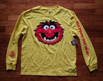 Disney Parks Jim Henson Muppets Animal Beat Drums Long Sleeve Yellow Shirt Sz Lg • $19.99