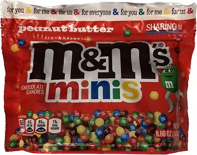 New Peanut Butter M&m's Minis Milk Chocolate Candies 8.6 Oz Sharing Size Bag Buy • $16.99