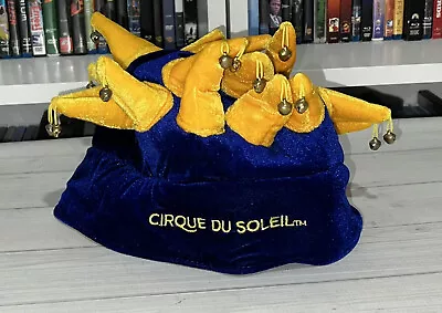 Vintage Cirque Du Soleil Show Jester Hat With Bells Royal Blue & Yellow Souvenir • $10