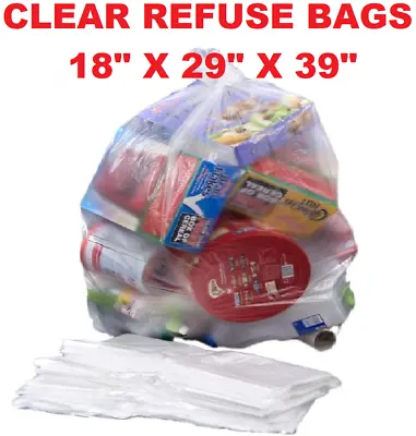 £28.99 • Buy Large Strong Clear Plastic Polythene Bin Liners Waste Bags Sacks18 X29 X39 160G