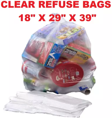 £7.69 • Buy Large Strong Clear Plastic Polythene Bin Liners Waste Bags Sacks18 X29 X39 160G