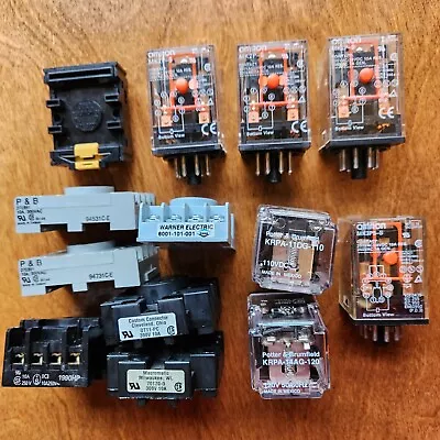 Lot Of Omron P&B Relays & Octal Base Relay Socket DIN Rail 8 & 11 Pin • $100