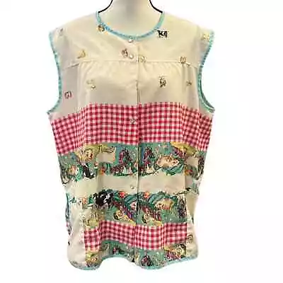 Embers International Womens Vintage Farm Print Smock Size XL • $15