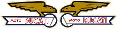 #p177 4  Pair  Ducati Meccanica Moto Racing Vintage Decal Sticker LAMINATED • $7.99