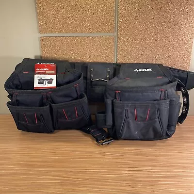 Husky Carpenter's Rig Tool Work Belt 524043 10-Pockets Black • $45