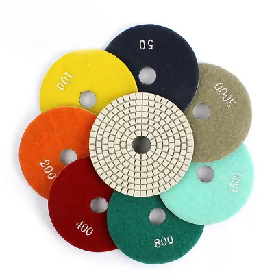 7PCS 4 Inch Diamond Polishing Pads For Wet Granite Stone Marble Concrete Polish • $18.99