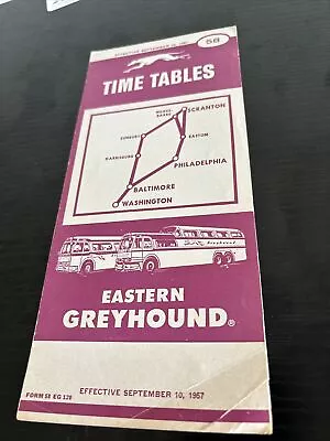 Vintage Eastern Greyhound Bus Line Public Timetable Brochures 1957 • $15.40