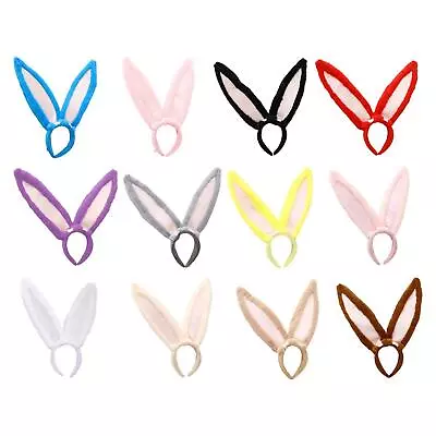 Plush Rabbit Ear Headband Cute Soft Headwear For Prom Halloween Adults Children • £6.48