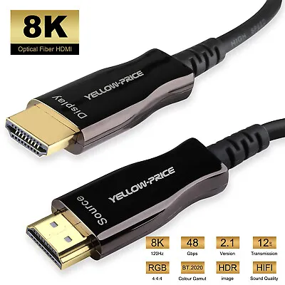 8K Fiber Optic HDMI Cable 120Hz Compatible With RTX3090Xbox Series XPS5UHD TV • $159.59