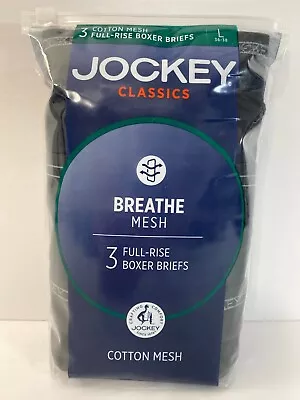 Jockey Classics Breathe Cotton Mesh 3-Full Rise Boxer Briefs LARGE 36-38 Men's • $18.99