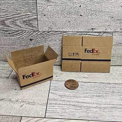 One Miniature Fed Ex Shipping Box COMES FLAT  1/12th Scale Barbie Moving Box • $8