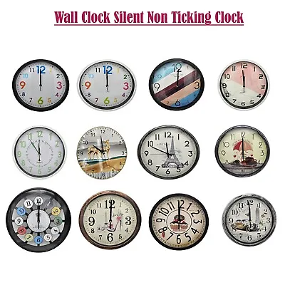 Wall Clock Silent Non Ticking Clock For Living Room Bedroom Kitchen Office • £16.89