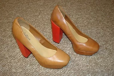 Zodiac Diva Brown Tan Leather Platform Pumps. Block Heels Size 8.5 M 5  Heels • $39.99