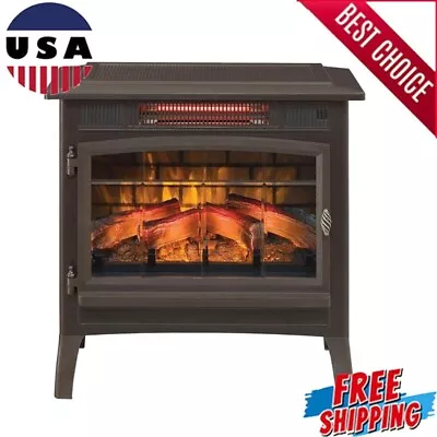 Electric Infrared Quartz Fireplace Stove W/ 3D Flame Effect Metal Frame Durable • $229.42