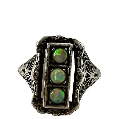 Vintage Fire Opal 925 Sterling Silver Women Ring Jewelry • $80