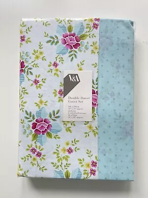 V & A Forget Me Not DOUBLE Duvet Cover Set W200cm X L200cm Free UK P&P • £45