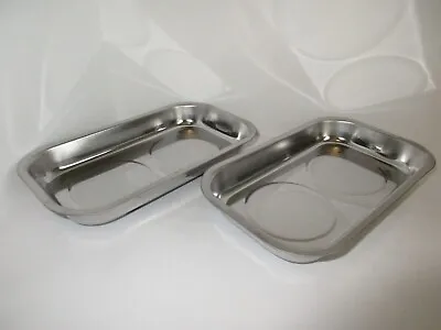 RECTANGLE MAGNETIC PARTS TRAYS STAINLESS STEEL 9 1/2 X 5 1/2   PAIR #5886 X 2 • $19.99