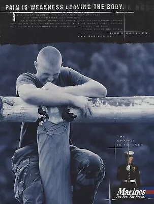 2002 US Marines Pain Is Weakness Leaving The Body Vintage Print Ad Advertisement • $8.98