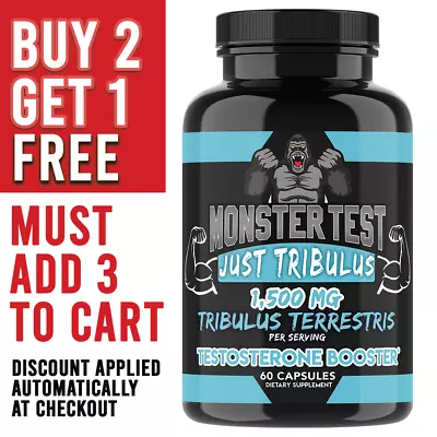 Monster Test Mens Just Tribulus 1500 MG Testosterone Booster Enhance  Drive • $17.99