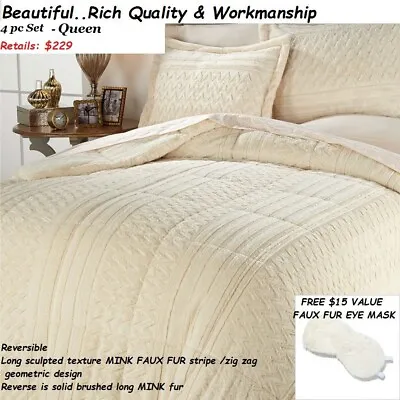 Soft & Cozy Reversible White Mink Fur Down Alternative Comforter Set - Queen  • $169.95