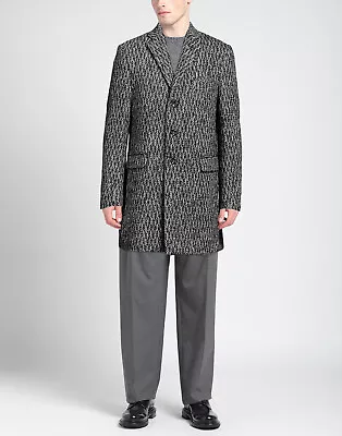 RRP€450 PANCALDI & B Coat IT50 US40 L Mohair & Wool Blend Patterned Lined • $142.97