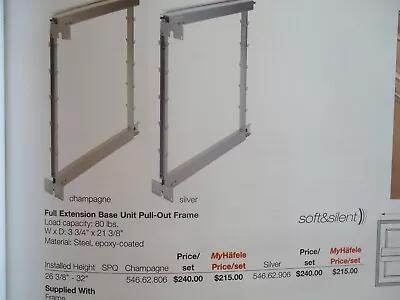 Hafele - Full Extension Base Unit Pull-out Frame # 546.62.806  Open Box • $159