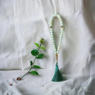 Tesbig Light Green Islamic Prayer 33 Beads Tasbih Misbaha Rosary Tasbeeh 10  • $4.50