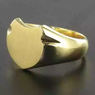 Art Deco Men's 18 Karat Yellow Gold Over Broad Domed Signet Ring Free Sizable • $199.99