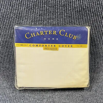 VTG 1999 Charter Club Full/Queen Comforter Duvet Ivory 200 Thread Cotton Sateen • $47.87