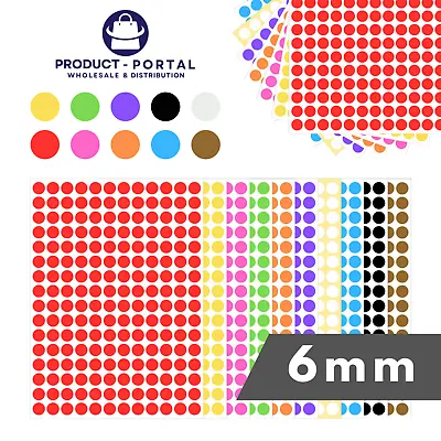 Coloured Stickers Dot - 6mm Round Sticky Dots Adhesive Circles Labels Polka Dots • £3.99