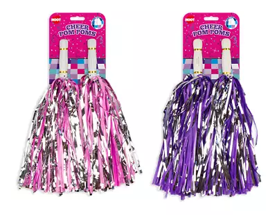 Dual Tone Metallic Cheer Pom Poms Cheerleader Dance Props Party Supplies- 35cm • £4.90