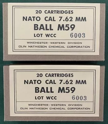 Olin / Western (wcc) 7.62mm Ball M59  Early  Vietnam   New Replica  Ammo Boxes • $8.50