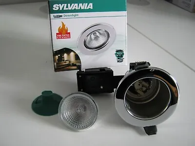 5 X Linolite Sylvania Chrome Fixed Downlights With 12V 50W Halogen Coolfit Lamps • £16.95