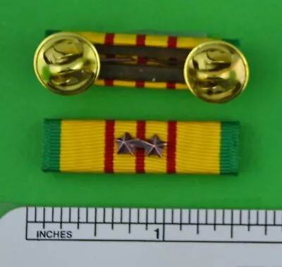 VIETNAM SERVICE MEDAL RIBBON BAR On Holder With 2 Bronze Campaign Stars • $6.48