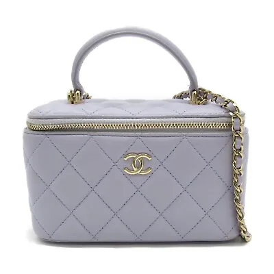 CHANEL Vanity Shoulder Crossbody Bag Lambskin Purple SHW Used • $3120