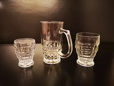 Clear Glass Tumbler/ Shot Glass /Bear Mug Jacobean 1940 - 1960 • £22