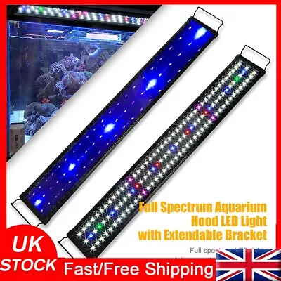 LED Aquarium Lighting Full Spectrum Marine Fish Tank Light Over-Head 2 Mode Lamp • £24.99