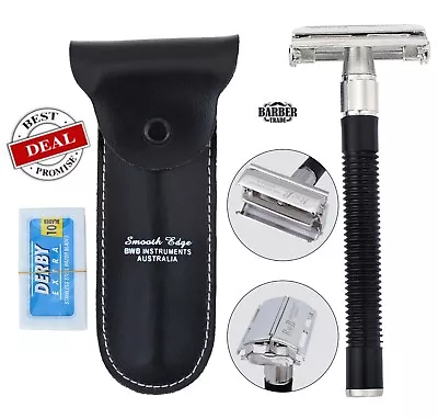  Butterfly Safety Razor & 10 Double Edge Blades Classic Shaving Vintage 62 GM W • $15.89