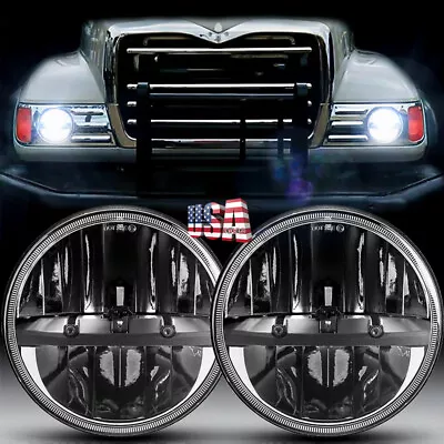 Pair 7  Inch Round Led Headlights Hi/Lo Sealed Beam For Mack Granite Dump Trucks • $85.99