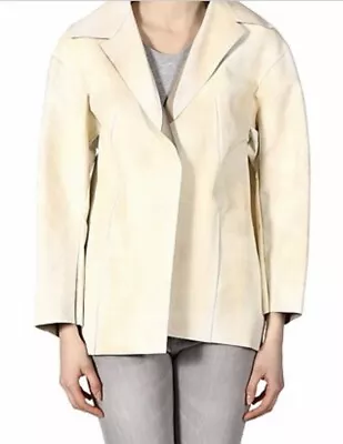 Marni Womens Distressed White Leather Jacket Blazer 40 8 10 M L Coat Open $3110 • $149.99