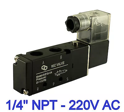 1/4  4 Way 2 Position Directional Control Electric Solenoid Air Valve 220V AC  • $23.99