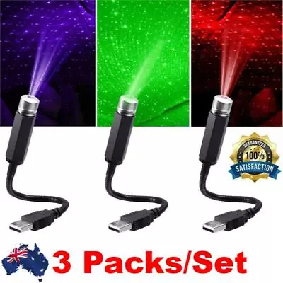 $11.72 • Buy 3Pc USB Car Atmosphere Lamp Interior Ambient Star Light Starry Sky LED Projector