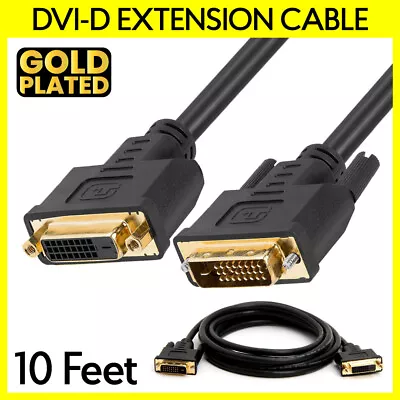 10 Feet DVI Extension Cable DVI-D Dual Link Cord Extender Monitor Cable M To F • $10.49