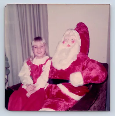 Vintage Photograph Girl Posed W/ Rubber Face Santa Doll Toy Christmas Portrait • $5.99